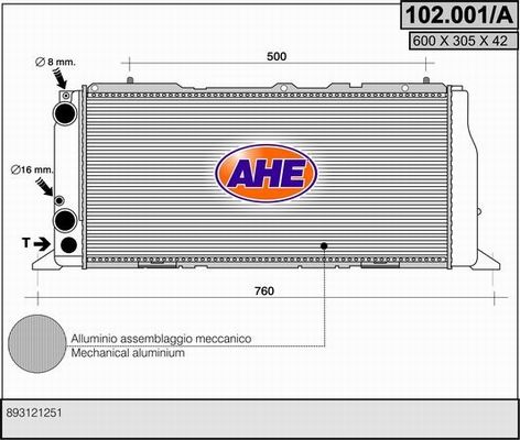 AHE Радиатор, охлаждение двигателя 102.001/A