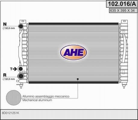 AHE Радиатор, охлаждение двигателя 102.016/A