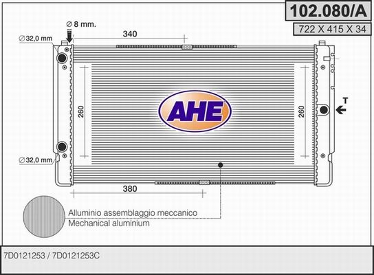 AHE Radiaator,mootorijahutus 102.080/A