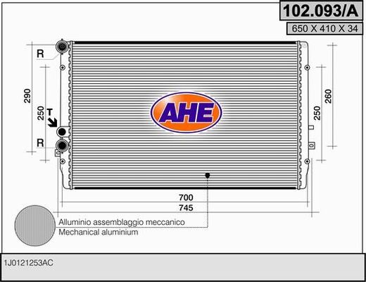 AHE Radiaator,mootorijahutus 102.093/A