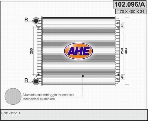 AHE Радиатор, охлаждение двигателя 102.096/A