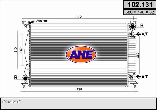 AHE Радиатор, охлаждение двигателя 102.131