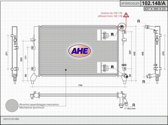 AHE Radiaator,mootorijahutus 102.148/A