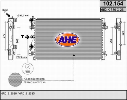 AHE Радиатор, охлаждение двигателя 102.154