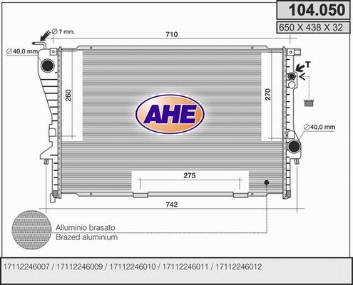 AHE Radiaator,mootorijahutus 104.050