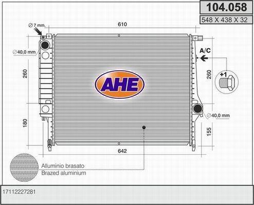 AHE Radiaator,mootorijahutus 104.058