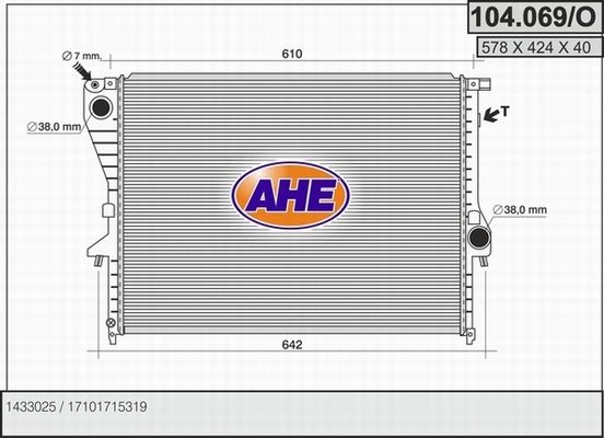 AHE Radiaator,mootorijahutus 104.069/O