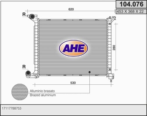 AHE Radiaator,mootorijahutus 104.076