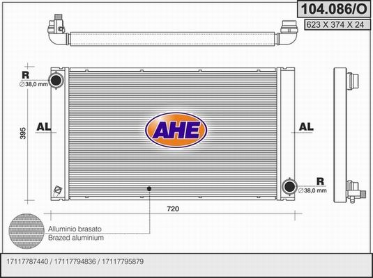 AHE Radiaator,mootorijahutus 104.086/O