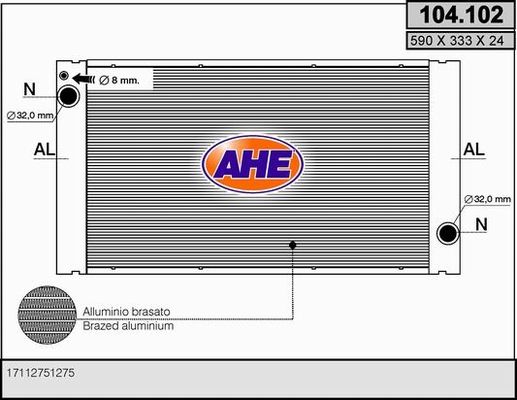 AHE Radiaator,mootorijahutus 104.102