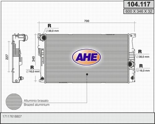 AHE Radiaator,mootorijahutus 104.117