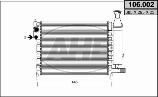 AHE Радиатор, охлаждение двигателя 106.002