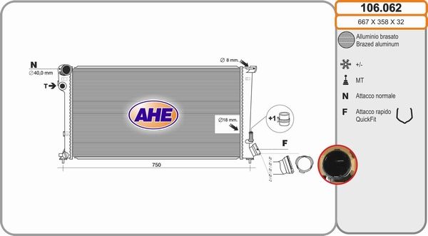 AHE Radiaator,mootorijahutus 106.062