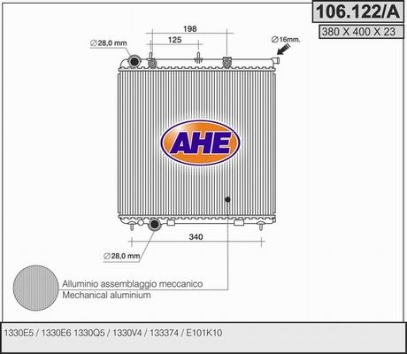 AHE Radiaator,mootorijahutus 106.122/A