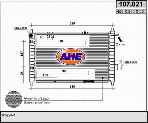 AHE Радиатор, охлаждение двигателя 107.021