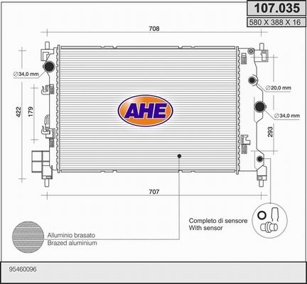 AHE Radiaator,mootorijahutus 107.035