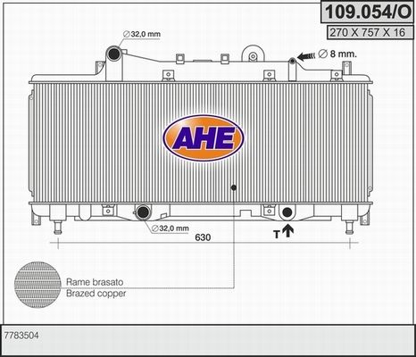AHE Радиатор, охлаждение двигателя 109.054/O