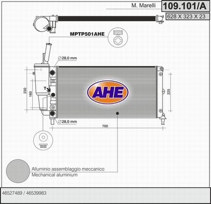 AHE Радиатор, охлаждение двигателя 109.101/A