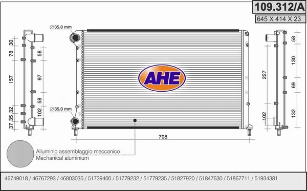 AHE Radiaator,mootorijahutus 109.312/A