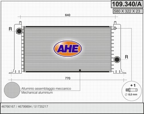 AHE Radiaator,mootorijahutus 109.340/A
