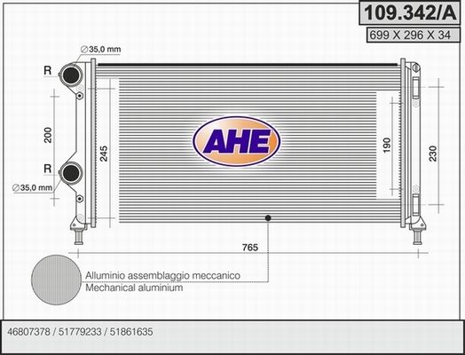 AHE Radiaator,mootorijahutus 109.342/A