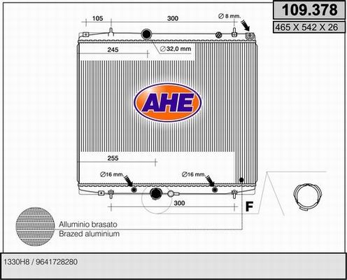AHE Радиатор, охлаждение двигателя 109.378