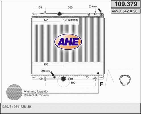 AHE Радиатор, охлаждение двигателя 109.379