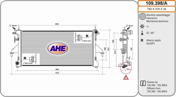 AHE Radiaator,mootorijahutus 109.398/A