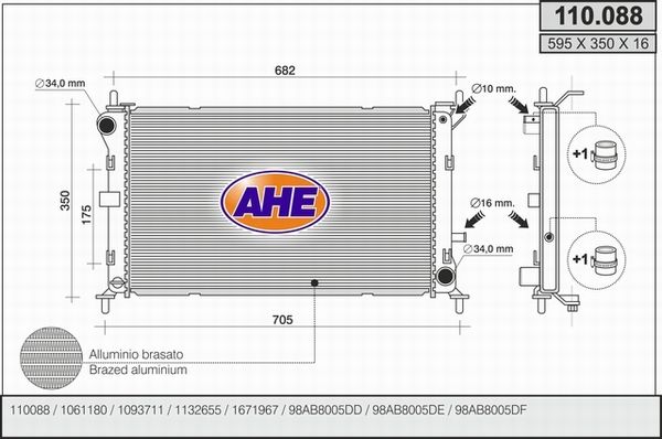 AHE Radiaator,mootorijahutus 110.088