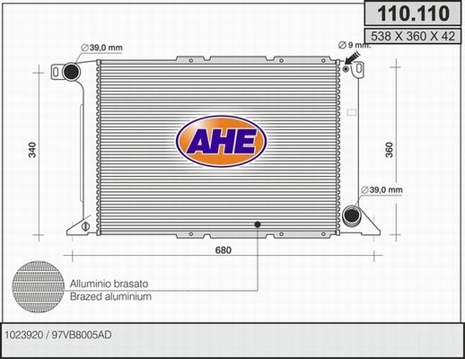 AHE Радиатор, охлаждение двигателя 110.110