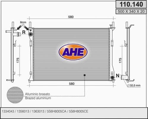 AHE Radiaator,mootorijahutus 110.140