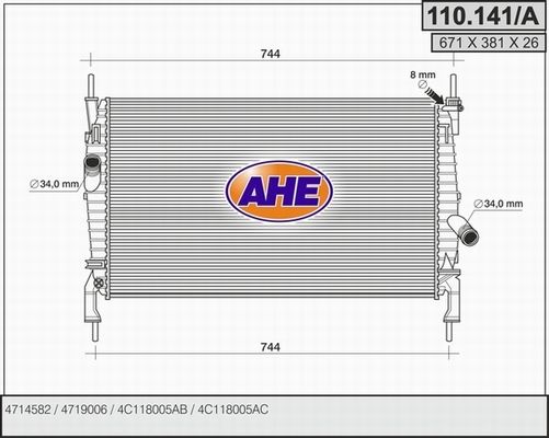 AHE Radiaator,mootorijahutus 110.141/A