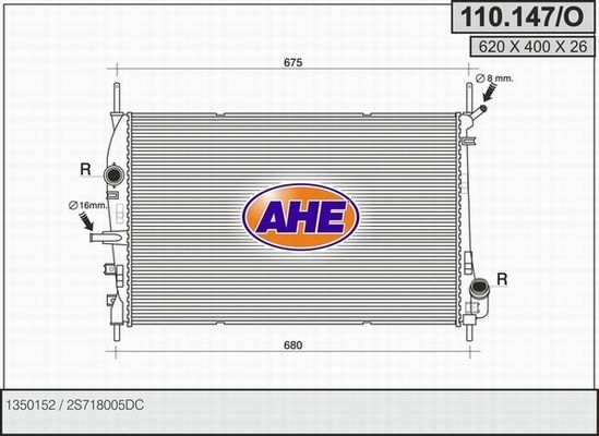 AHE Радиатор, охлаждение двигателя 110.147/O