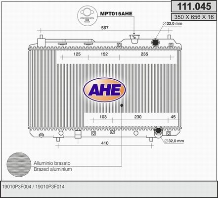 AHE Radiaator,mootorijahutus 111.045