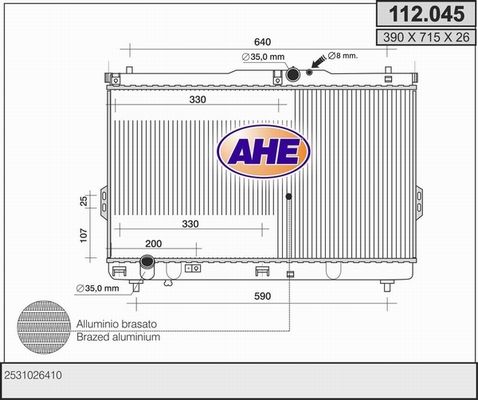 AHE Радиатор, охлаждение двигателя 112.045