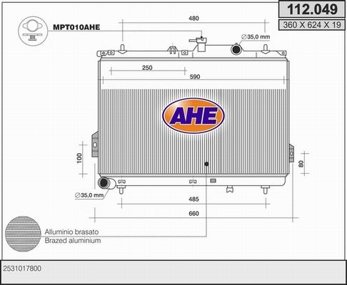 AHE Radiaator,mootorijahutus 112.049