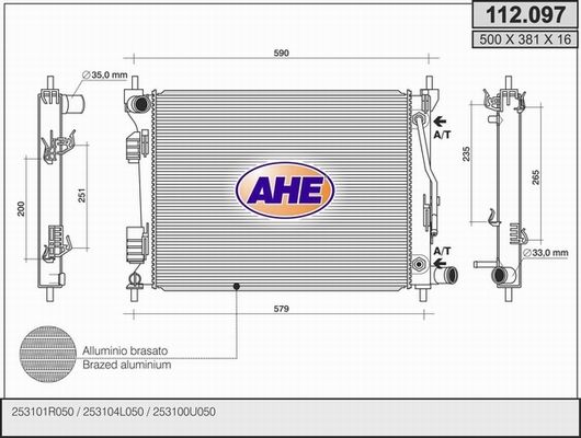 AHE Radiaator,mootorijahutus 112.097