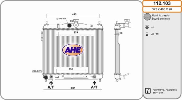 AHE Radiaator,mootorijahutus 112.103