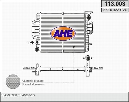 AHE Radiaator,mootorijahutus 113.003