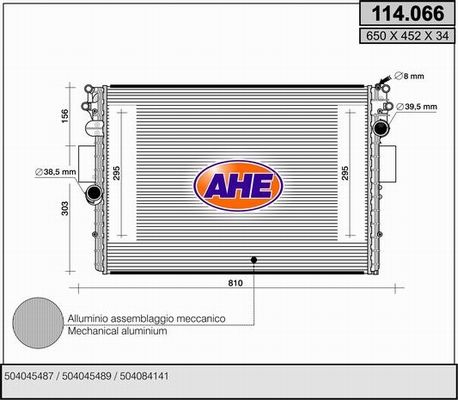 AHE Radiaator,mootorijahutus 114.066