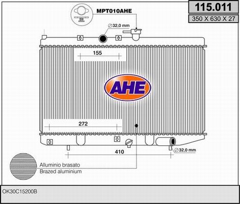 AHE Radiaator,mootorijahutus 115.011