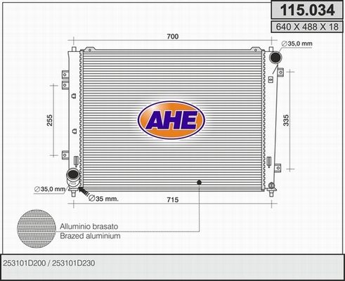 AHE Радиатор, охлаждение двигателя 115.034