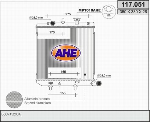 AHE Radiaator,mootorijahutus 117.051