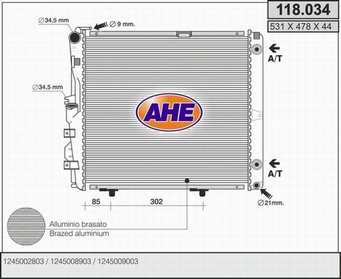 AHE Radiaator,mootorijahutus 118.034