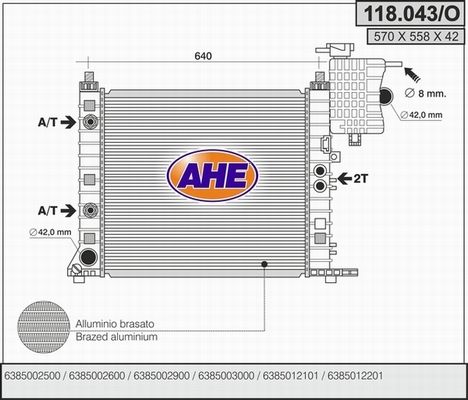 AHE Radiaator,mootorijahutus 118.043/O