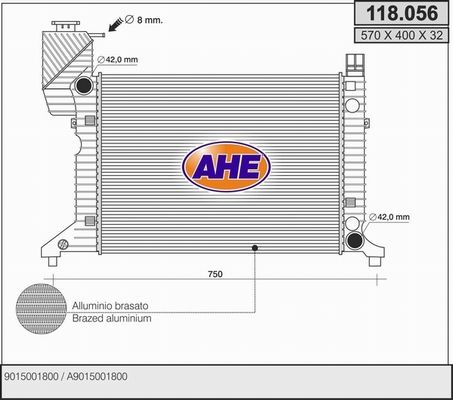 AHE Радиатор, охлаждение двигателя 118.056