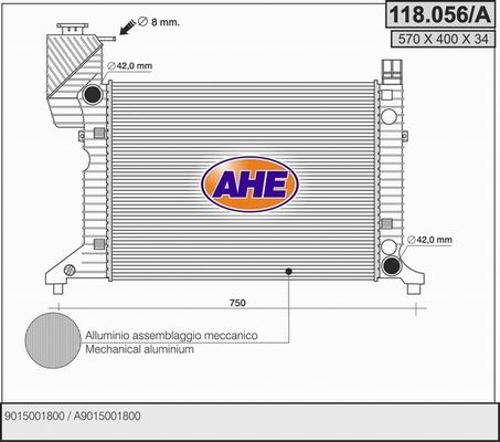 AHE Радиатор, охлаждение двигателя 118.056/A