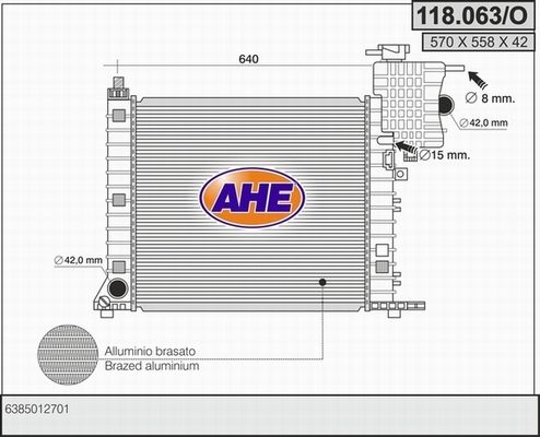 AHE Радиатор, охлаждение двигателя 118.063/O