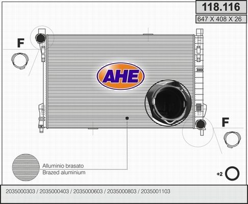 AHE Радиатор, охлаждение двигателя 118.116