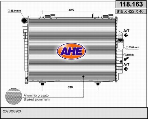 AHE Радиатор, охлаждение двигателя 118.163